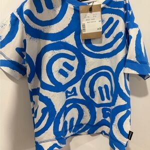 Vibrant Blue Smiley Kids Tee